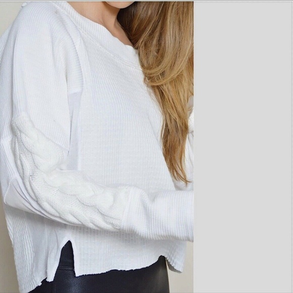 Free People Josie Waffle-Knit Sweater Top - Picture 6 of 6